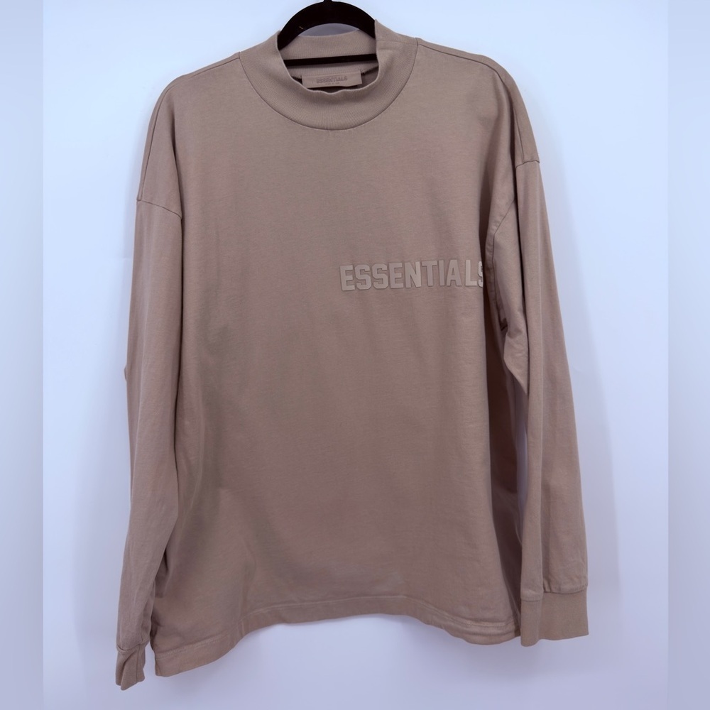 Essentials Fear of God Long Sleeve T Shirt Tan Size M 100% Cotton